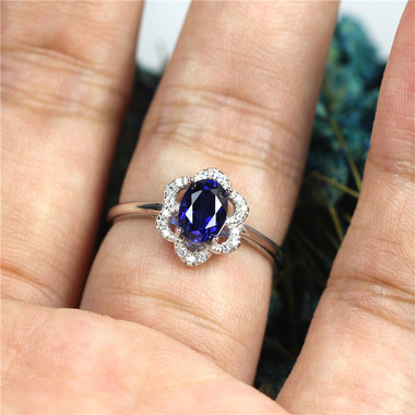 TANZANITE STERLING SILVER RING - SUNFLOWER